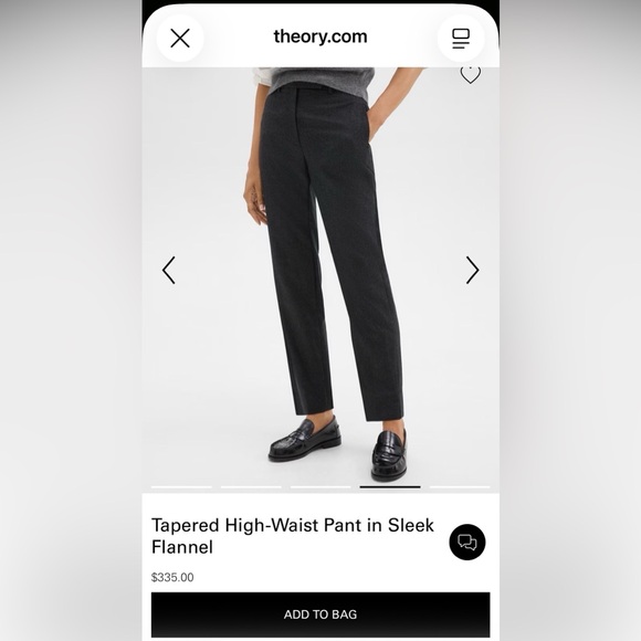 Theory Tapered High-Waist Pant in Sleek Flannel New Charcoal Melange Wool Size 4 - Picture 14 of 16